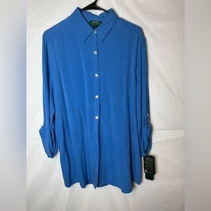 VINTAGE 100% silk Woman’s Button Down Blouse